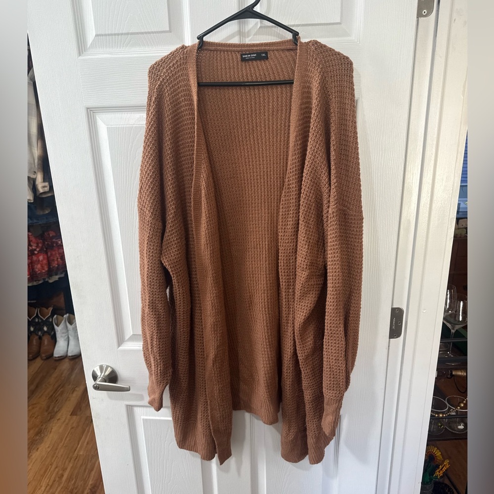 Shein Tan Open-Front Cardigan